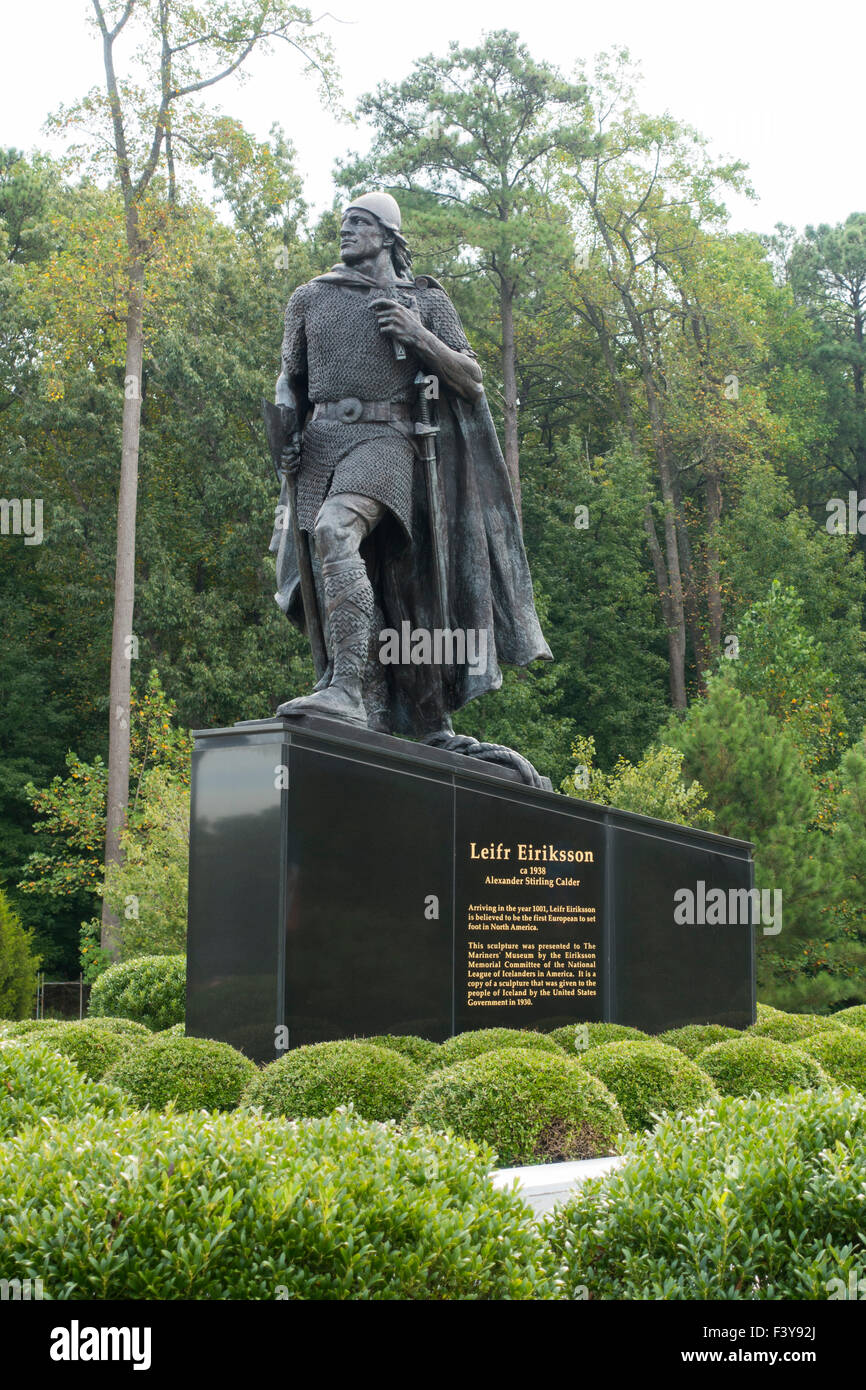 Leif Erikson statua Mariners Museum di Newport News Virginia Foto Stock