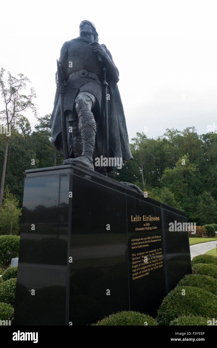 Leif Erikson statua Mariners Museum di Newport News Virginia Foto Stock