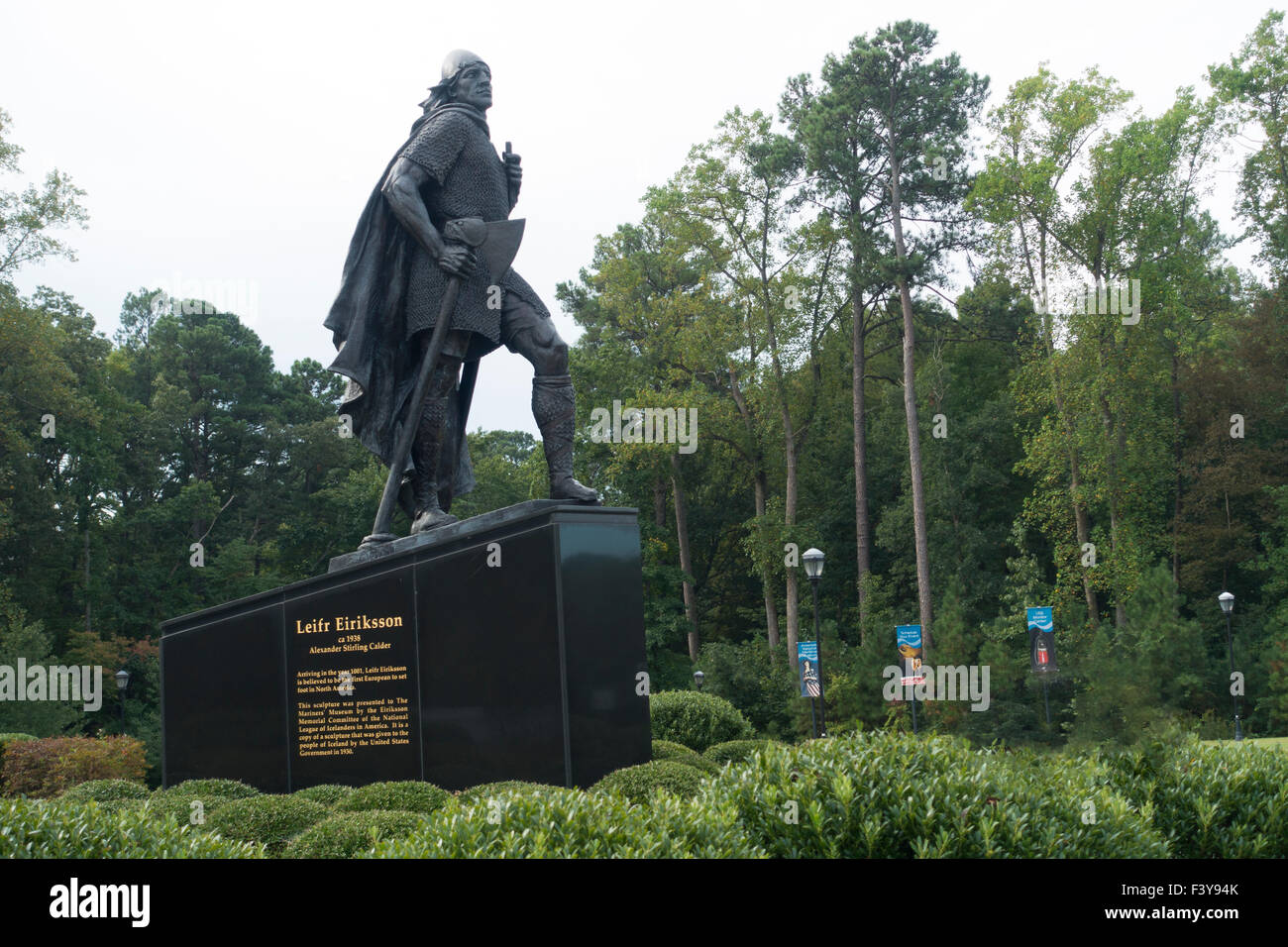 Leif Erikson statua Mariners Museum di Newport News Virginia Foto Stock