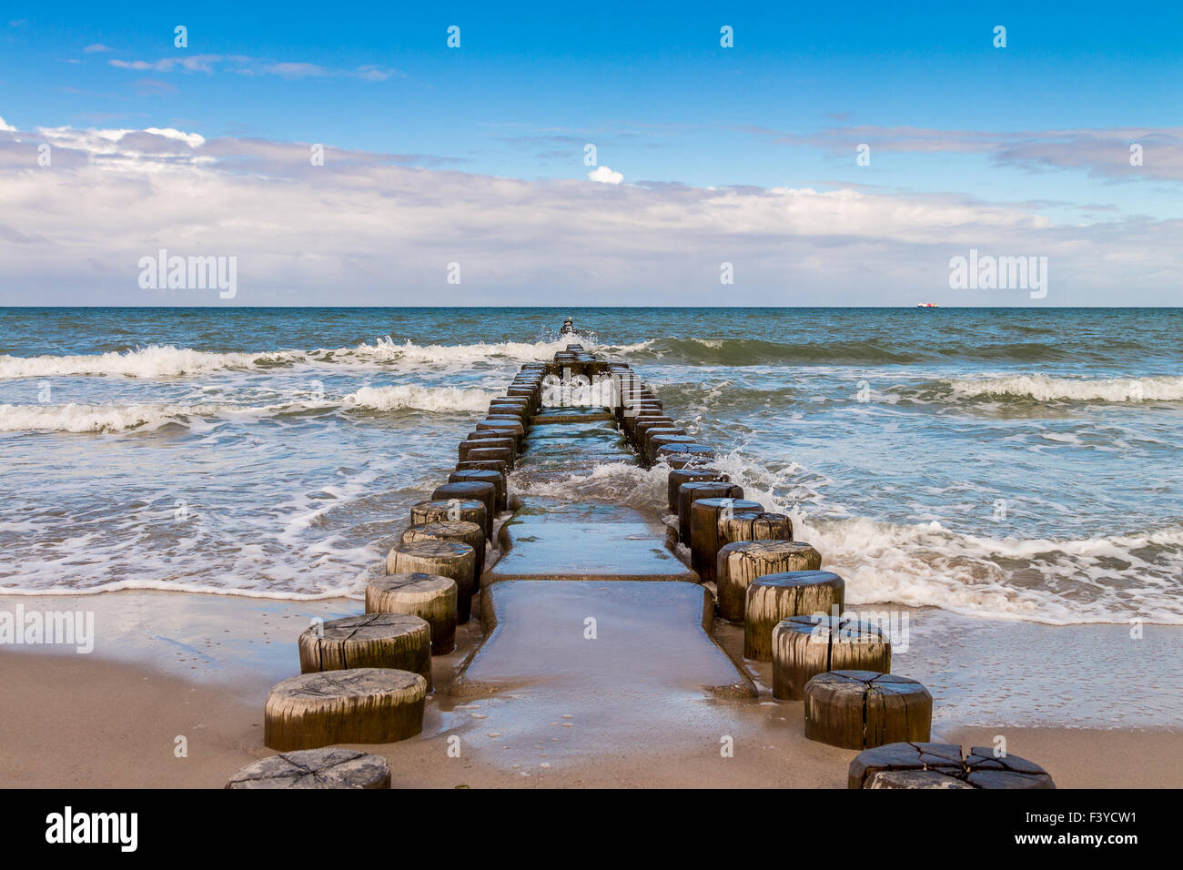 Buhnen al mar Baltico Foto Stock
