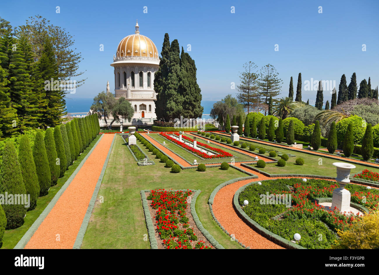 Giardini Bahai a Haifa, Israele Foto Stock