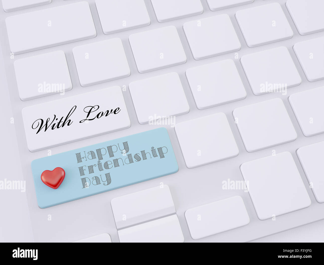 Felice amicizia giorno, cuore sul tasto Invio Foto Stock