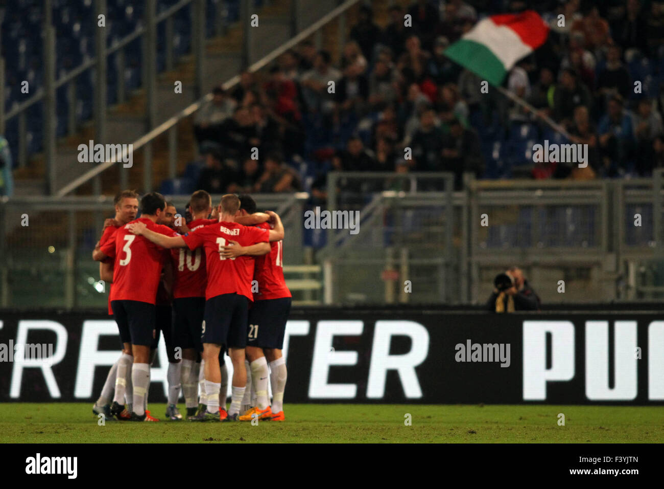 Roma, Italia , Olimpyc Stadium 13 ottobre 2015. Calcio: Qualifica Europea Francia 2016 : Gruppo h, Italia vs Norvegia Italia a vincere il match, punteggio Tettey (NOR) Florenzi (ita) Pellè (ita) (foto: Marco Iacobucci/Alamy live news) Foto Stock