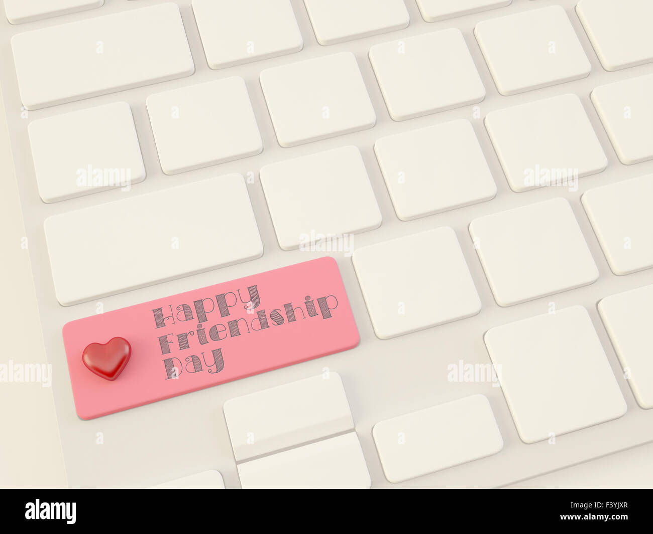 Felice amicizia giorno, cuore sul tasto Invio Foto Stock