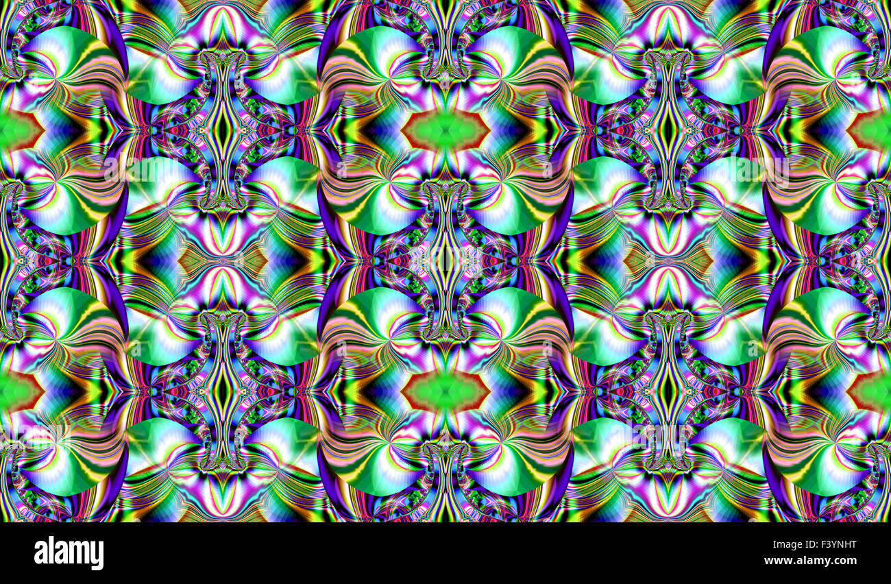 Splendida colorato frattale, fantastico motivo floreale stile stile di ornamento di computer grafica. Un-0328. Foto Stock