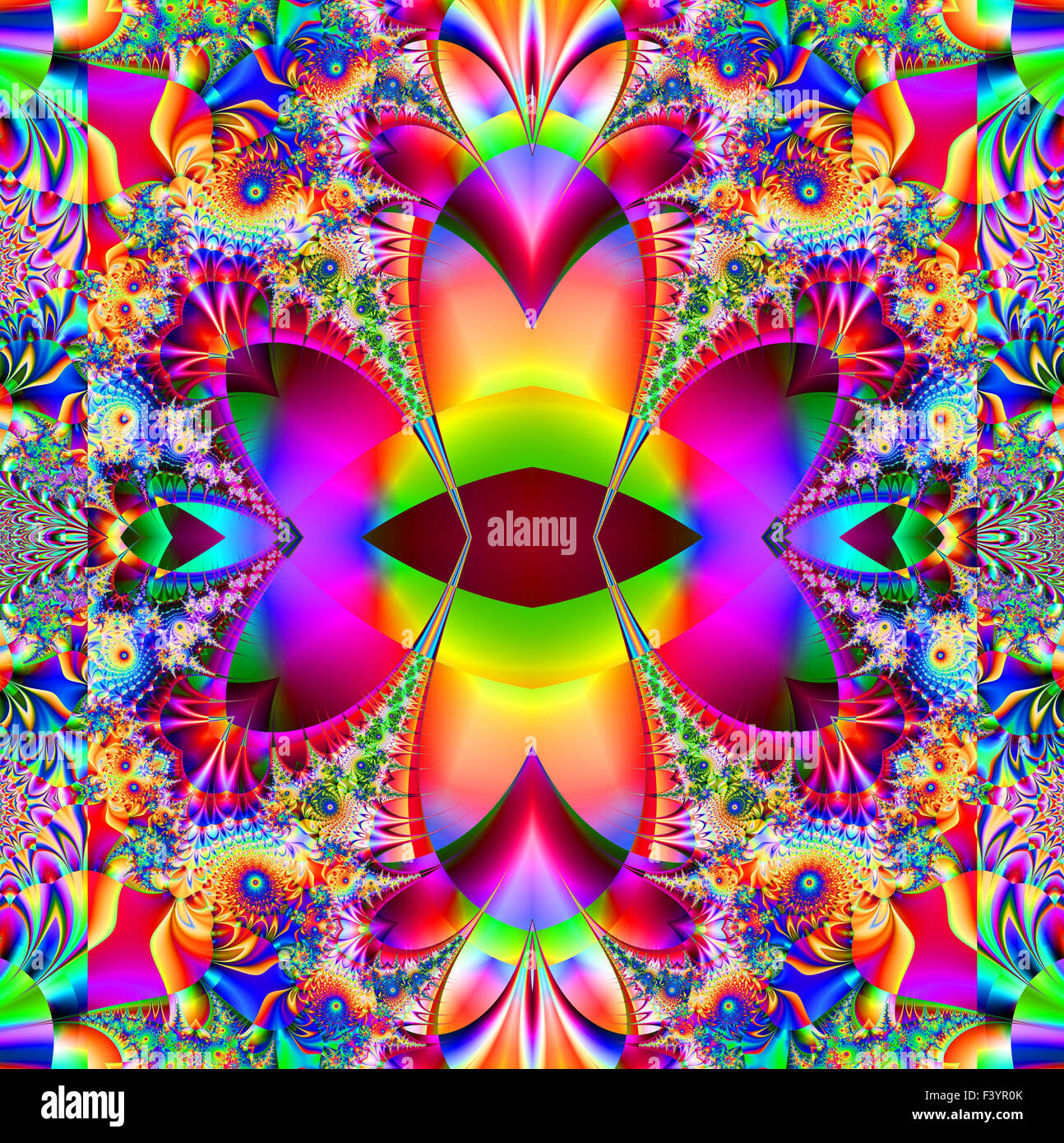 Splendida colorato frattale, fantastico motivo floreale stile stile di ornamento di computer grafica. Un-0319. Foto Stock
