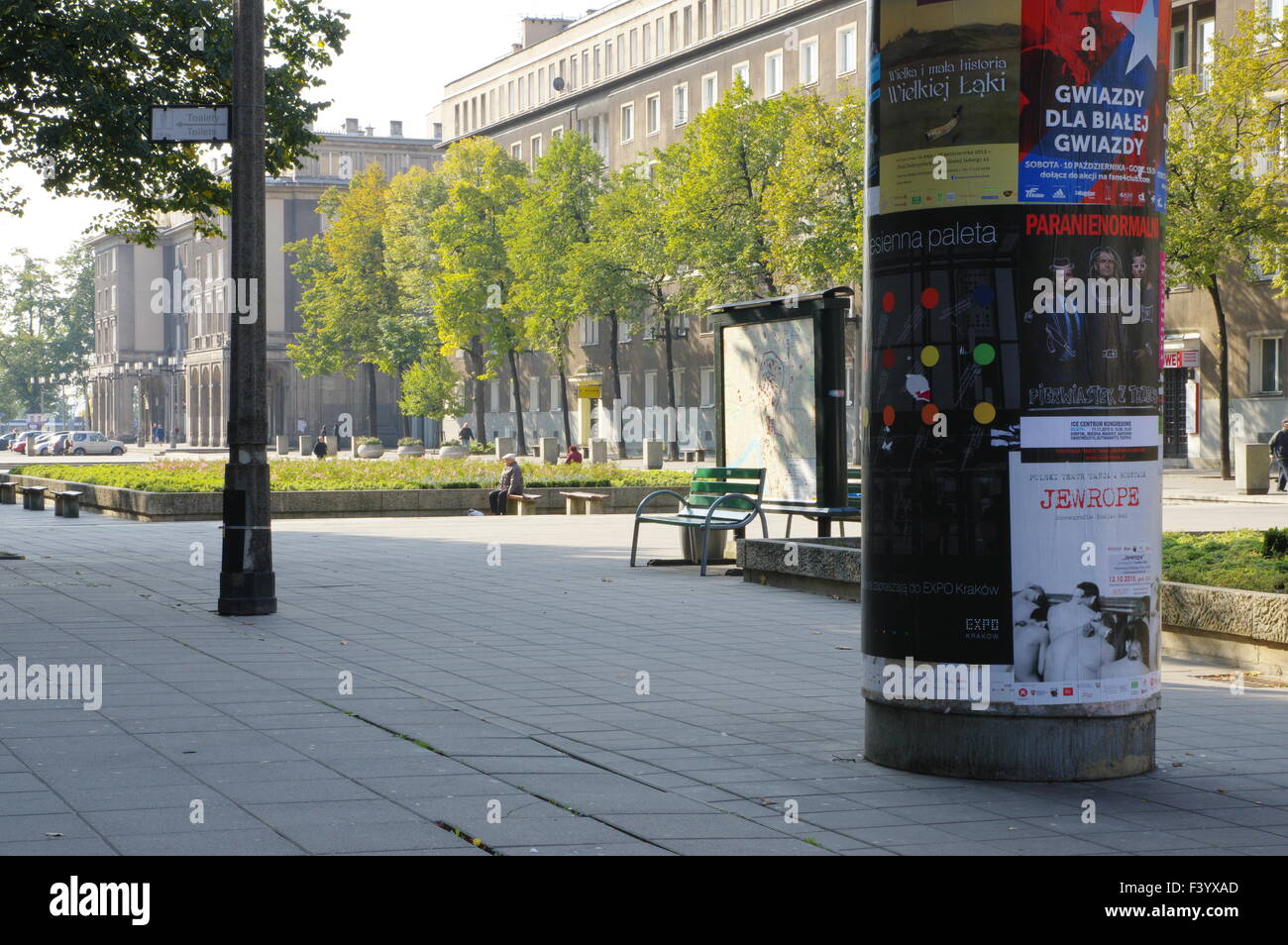 Nowa Huta, Cracovia. Ex simbolo del comunismo in Polonia. Plac Centralny, ora Ronald Regan Square. Architettura stalinista. Foto Stock