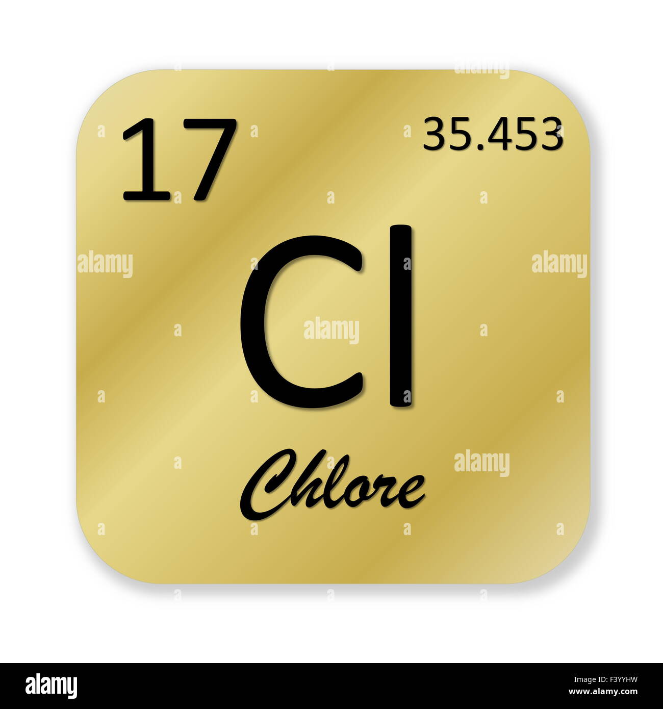 Elemento di cloro, francese chlore Foto Stock