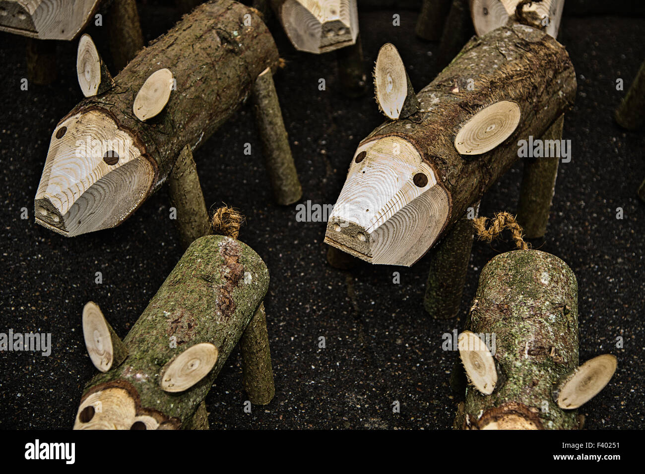 maiali di legno Foto Stock