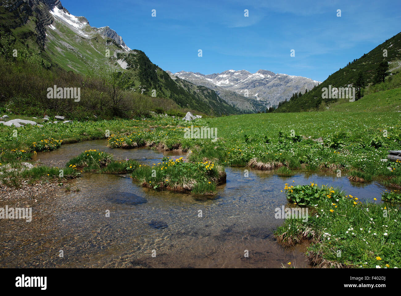 Paesaggio delle alpi, arlberg, Tirolo, Austria, Foto Stock