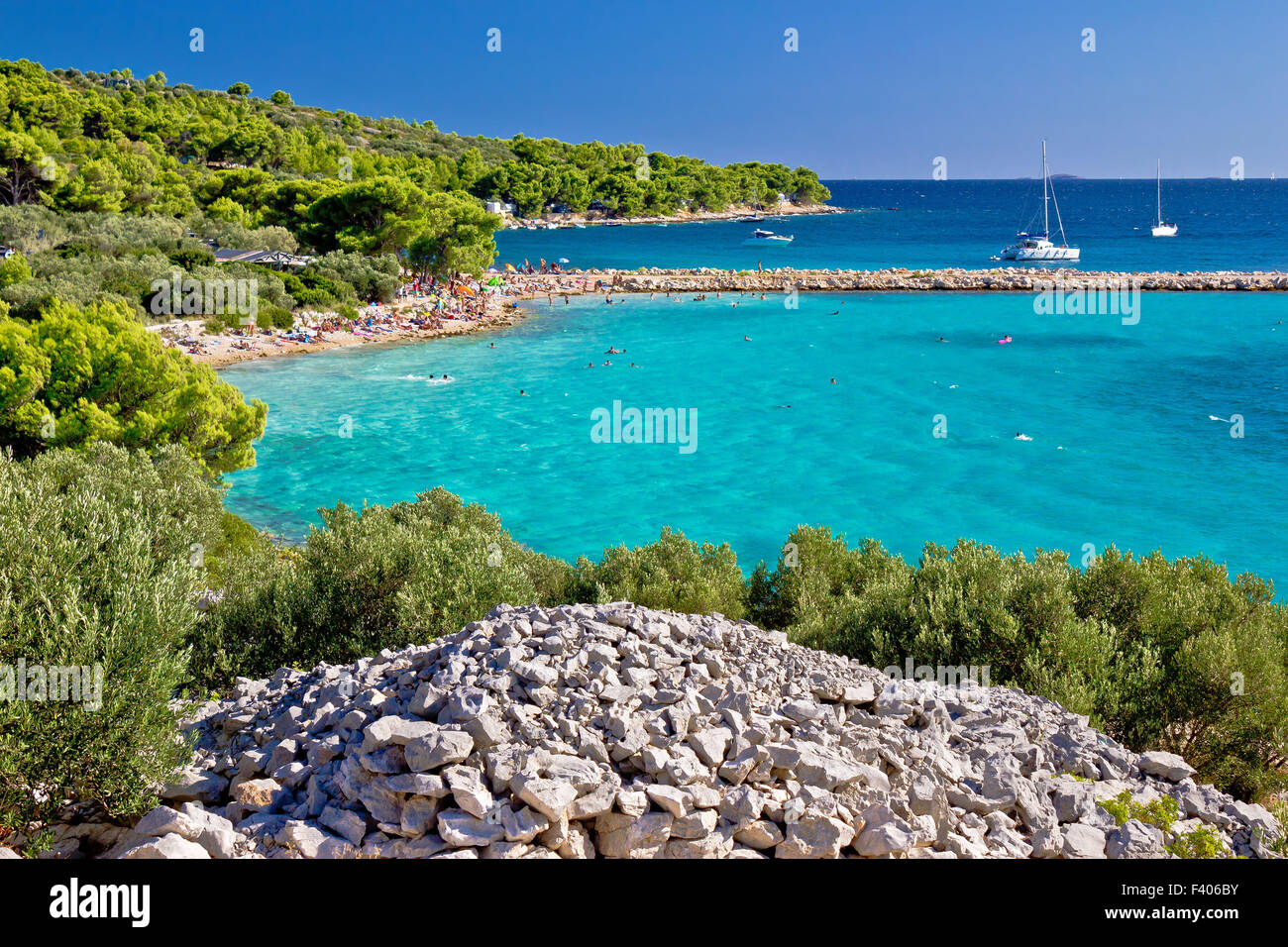 Isola di Murter laguna turchese beach Foto Stock