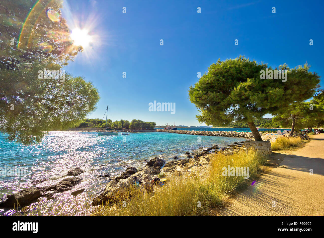 Isola di Murter famosa spiaggia Foto Stock