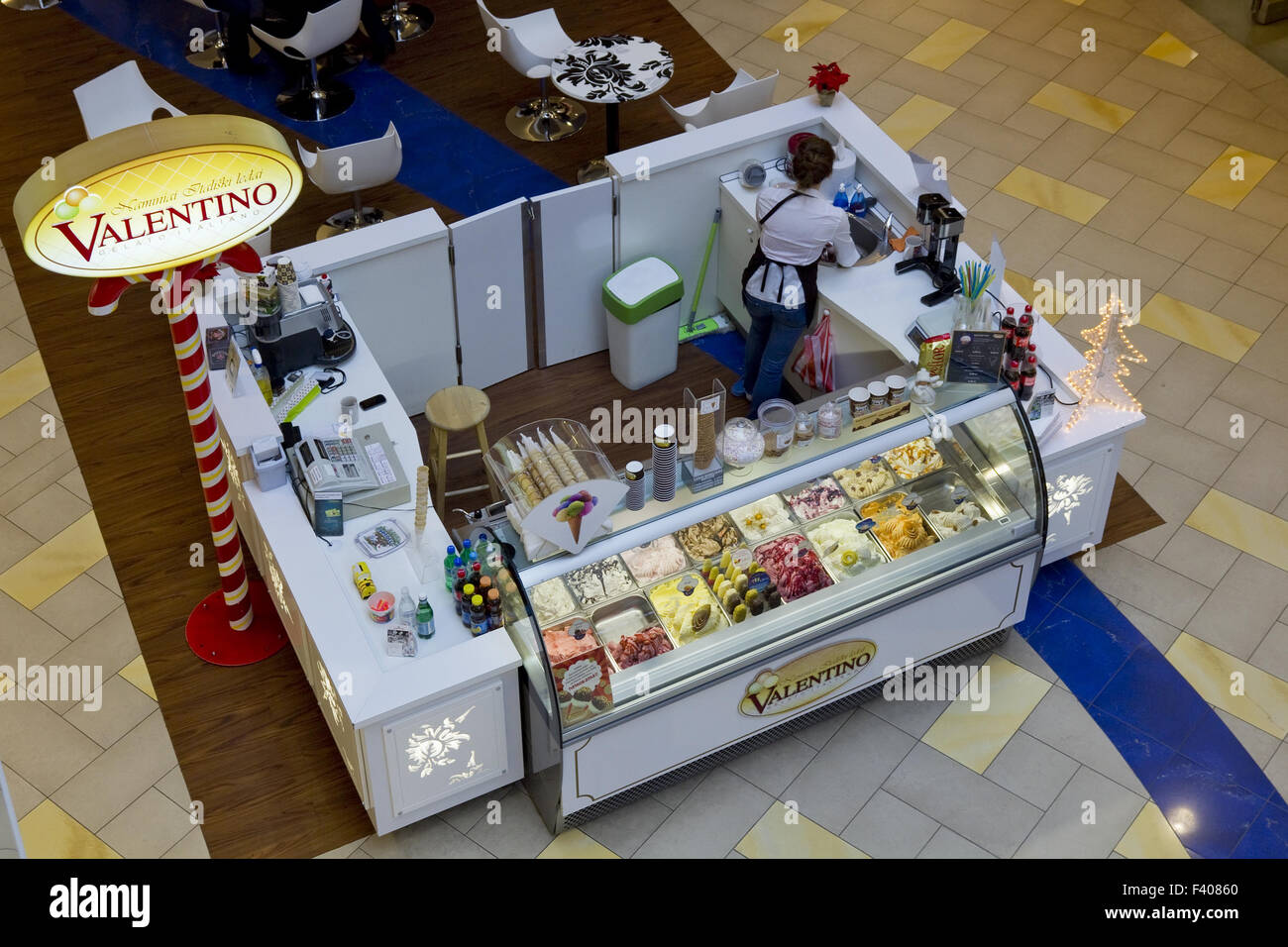 Valentino ice cream store vista superiore Foto Stock