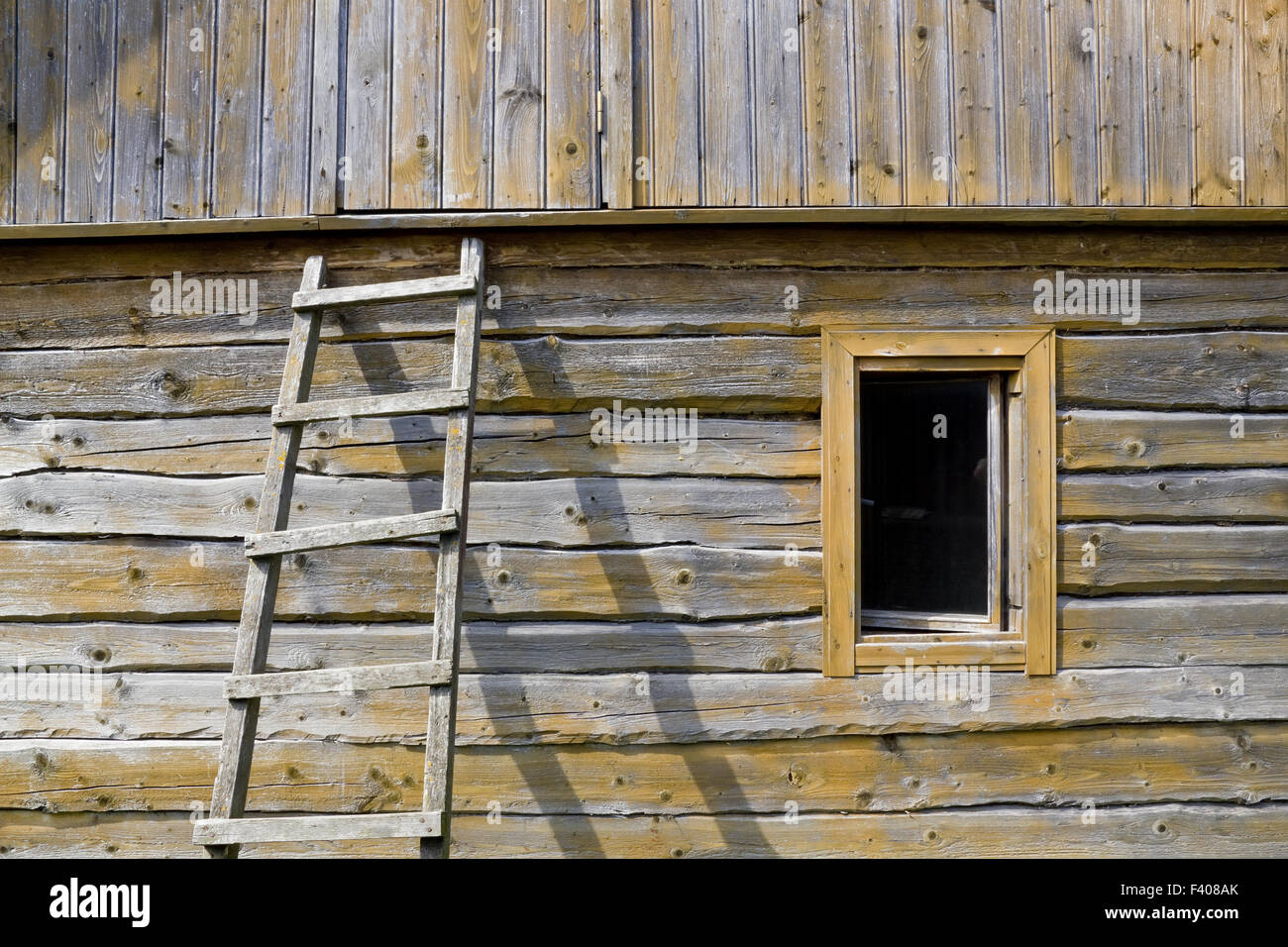 Giallo parete in legno Foto Stock