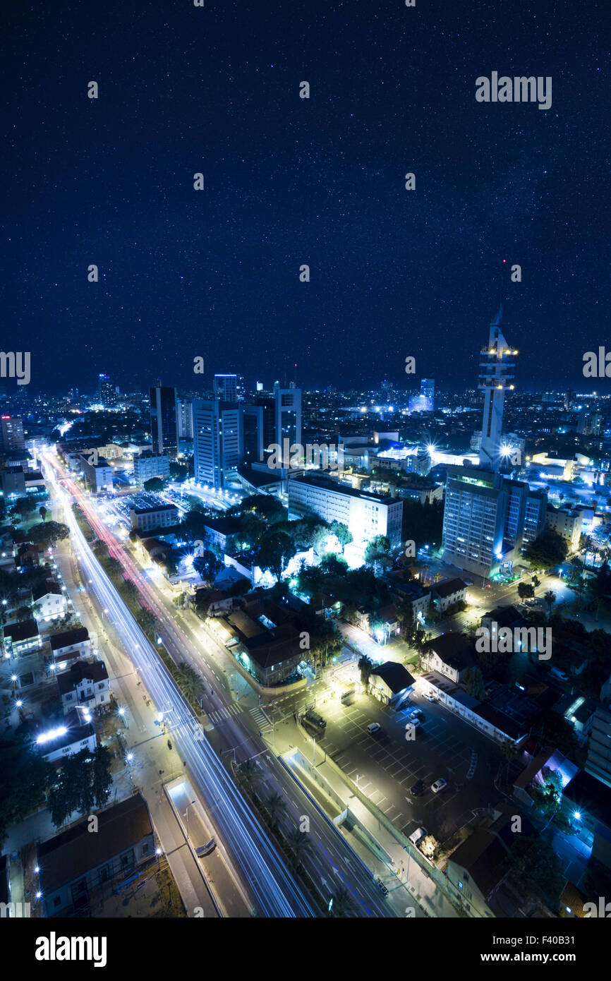 Tel Aviv sotto il cielo stellato Foto Stock