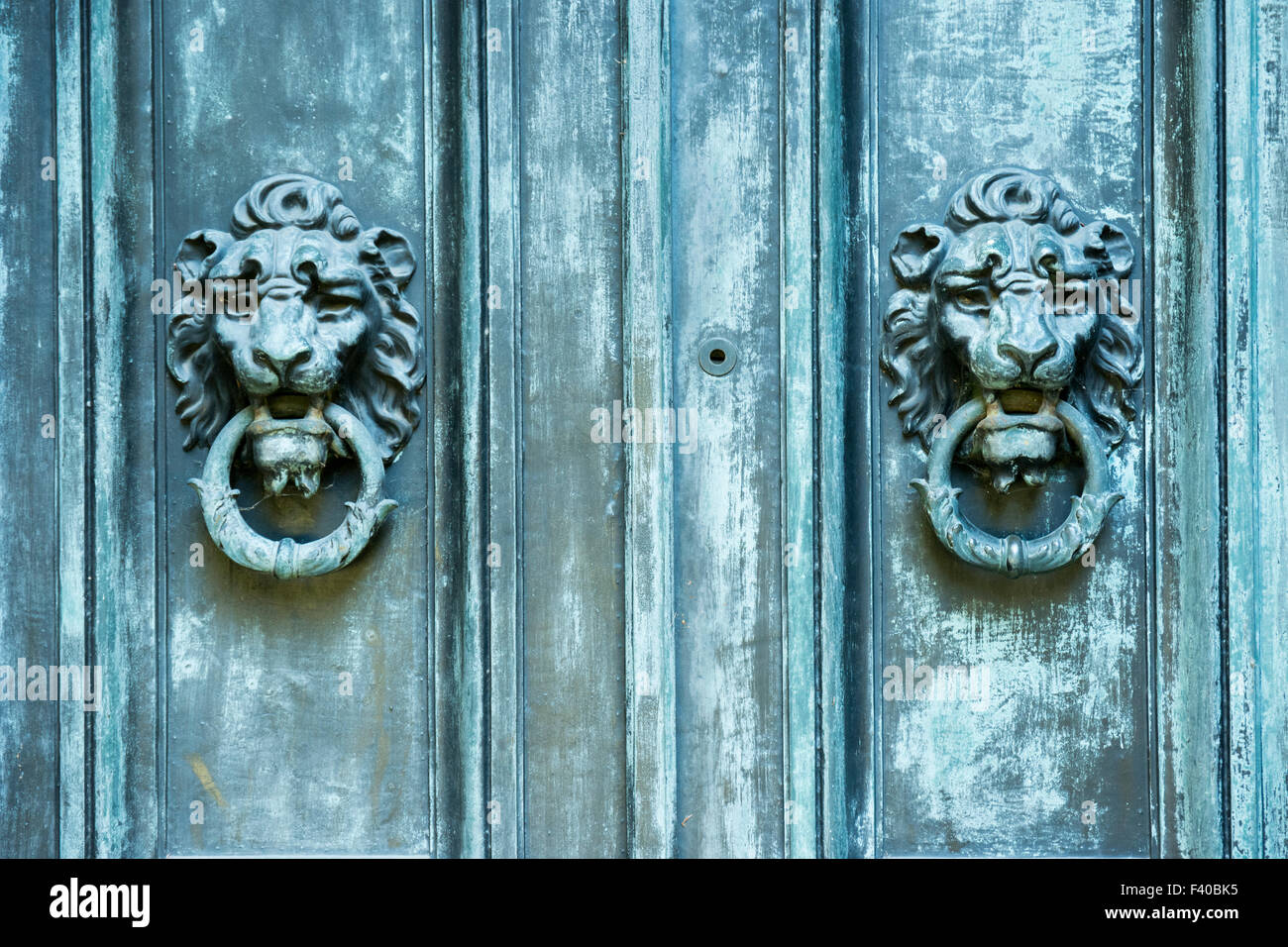 Lion Maniglie delle porte Foto Stock