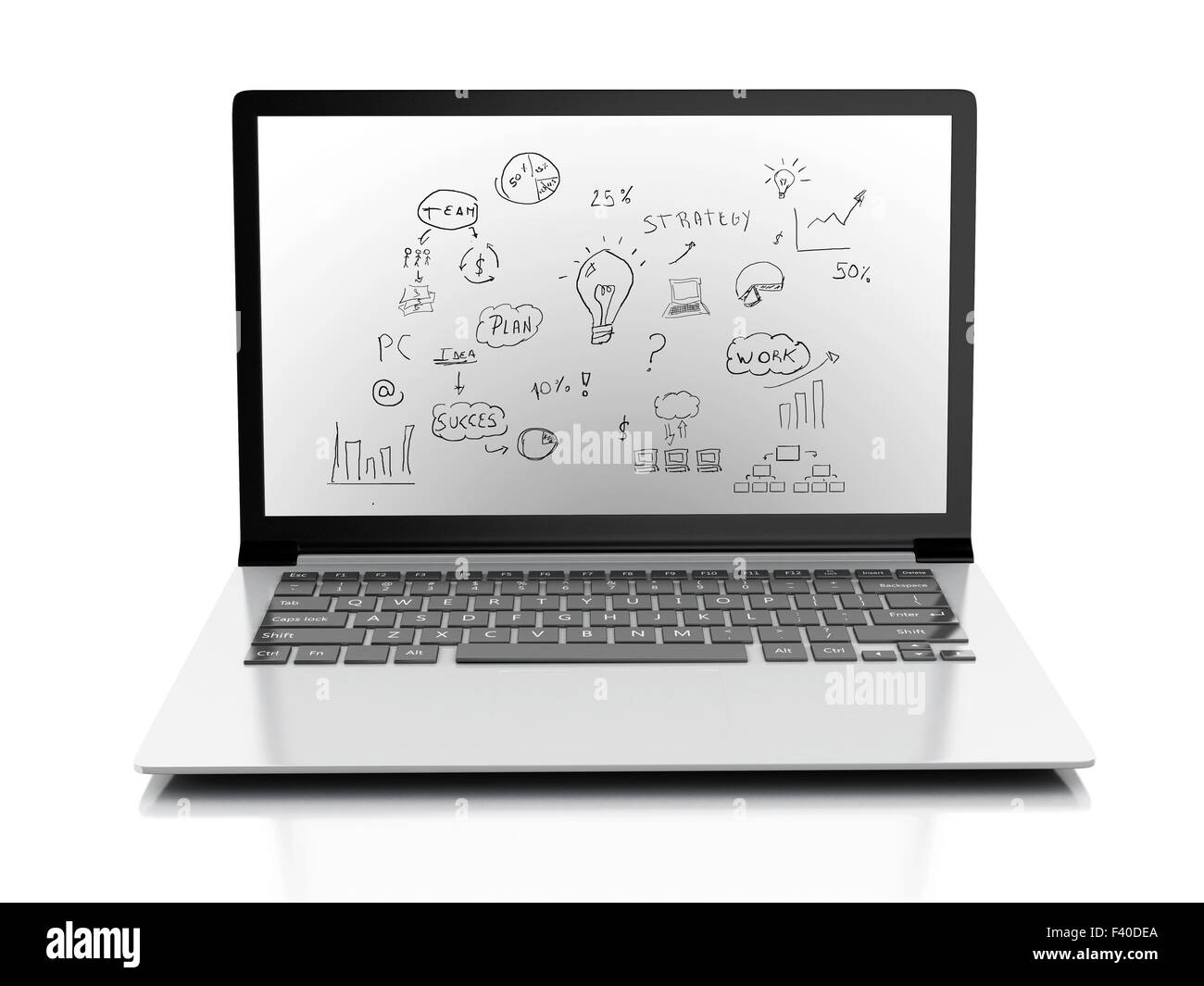 Disegno concetto aziendale sul pc portatile. Foto Stock