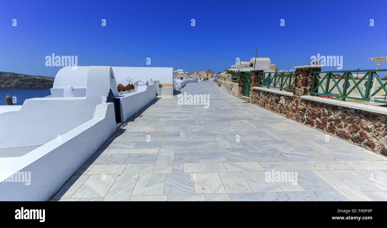 Via pedonale, Oia - Santorini, Grecia Foto Stock