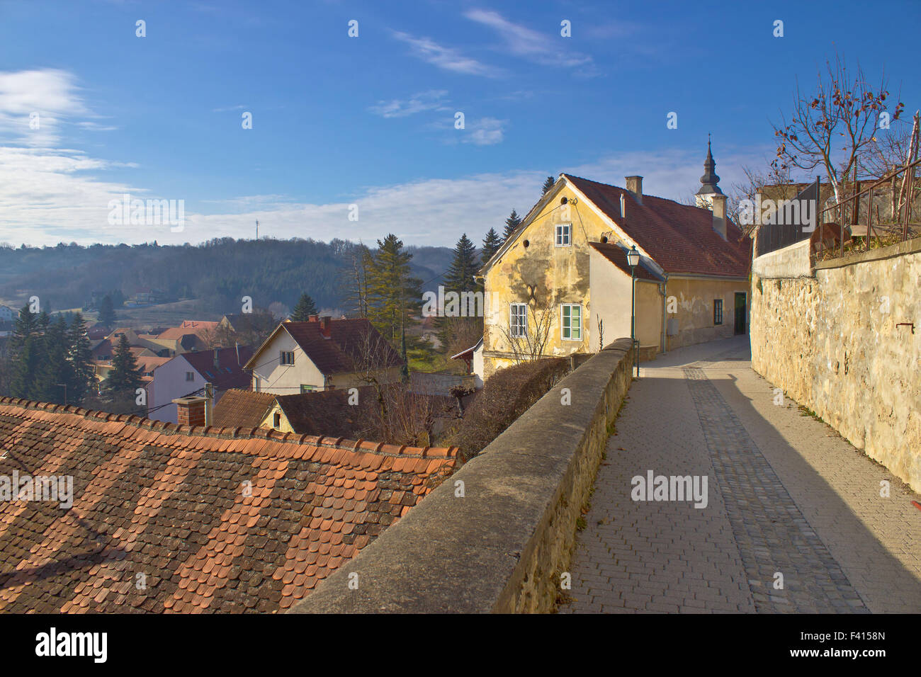 Città storica di Varazdinske Toplice marciapiede Foto Stock