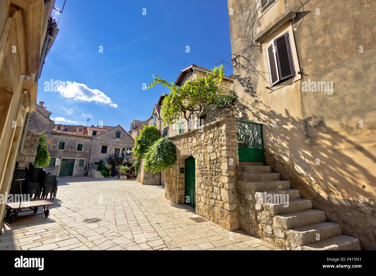Vecchie strade di pietra di Stari Grad. Foto Stock
