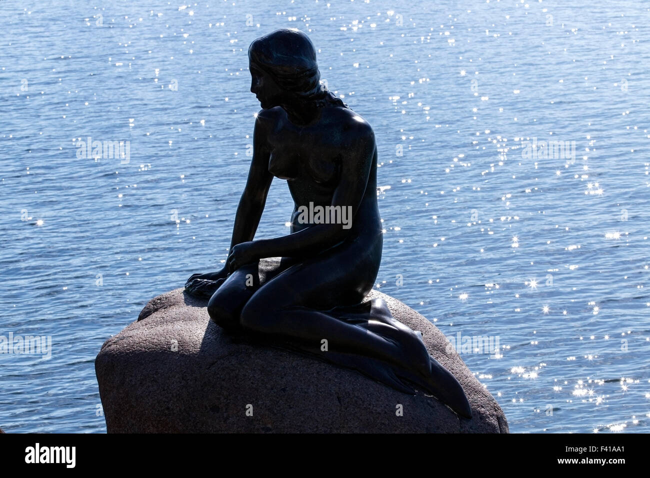La Sirenetta scultura, Copenhagen, Danimarca, in Europa Foto Stock