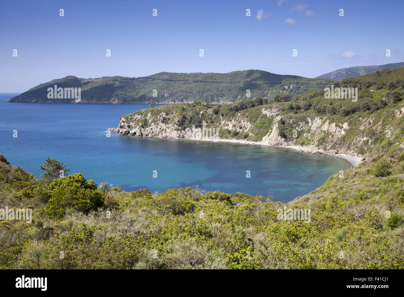 La costa vicino a Lacona, Isola d'Elba, Italia Foto Stock