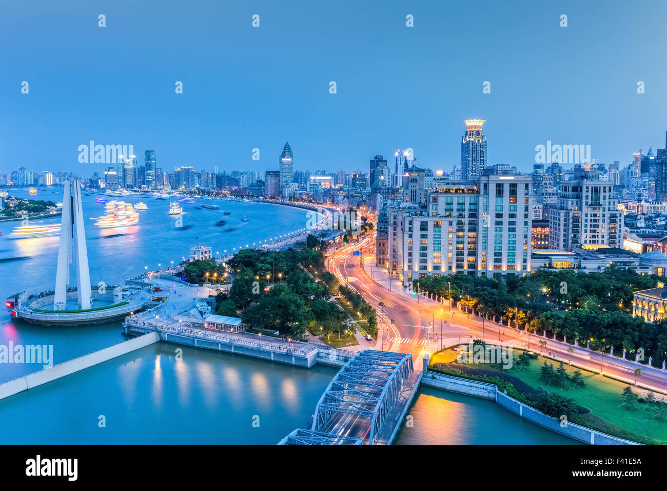 Bella shanghai in nightfall Foto Stock