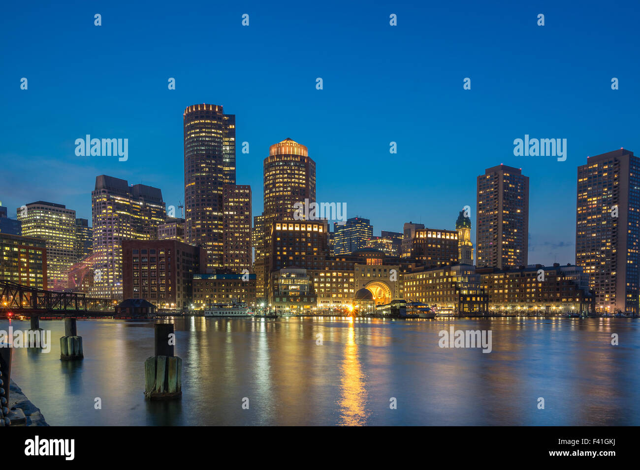Il Boston Harbor e waterfront Foto Stock