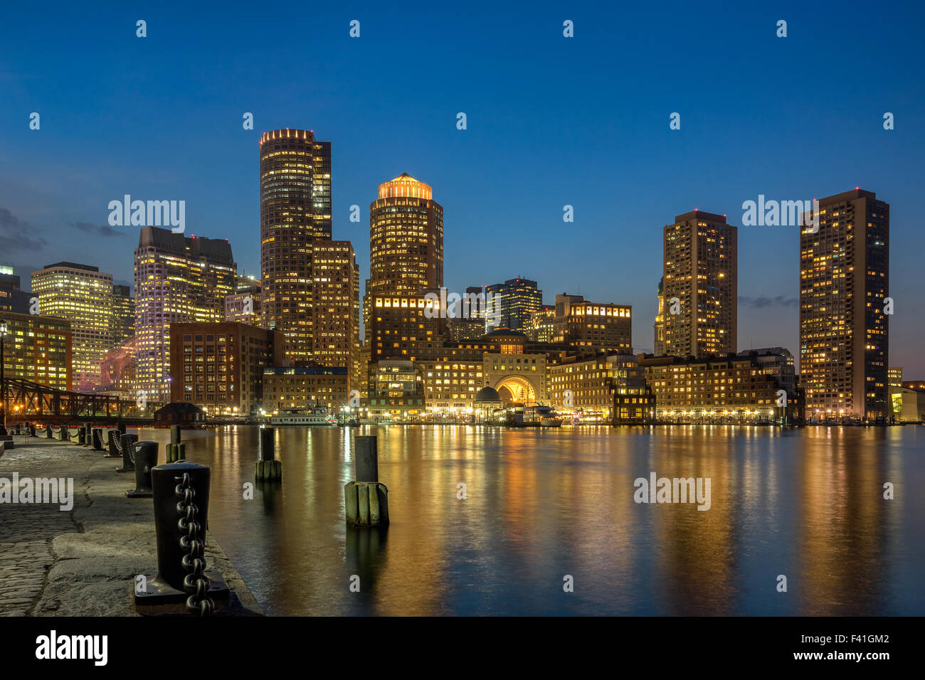 Il Boston Harbor e waterfront Foto Stock