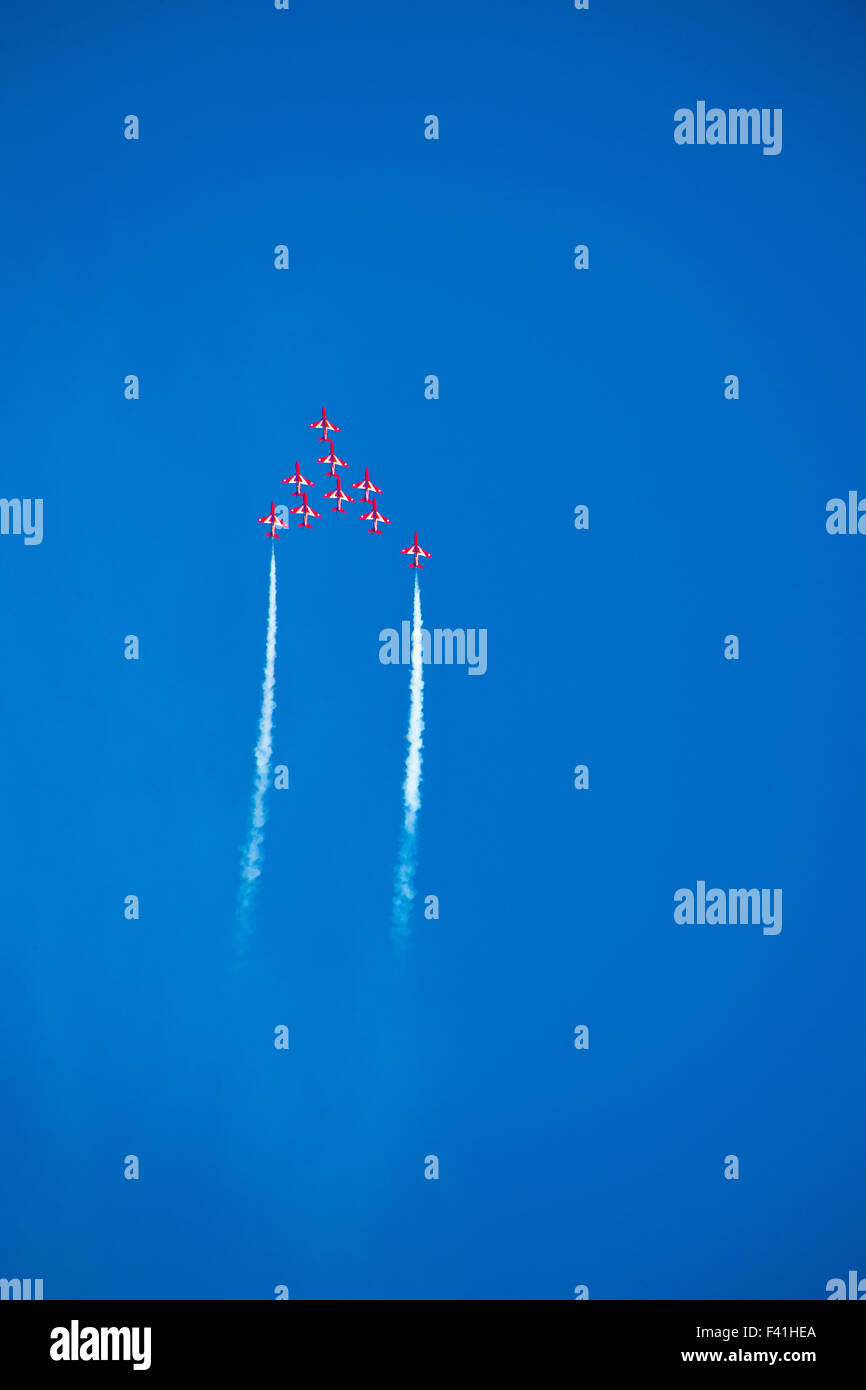Le frecce rosse RAF aerobatic team di visualizzazione. Foto Stock