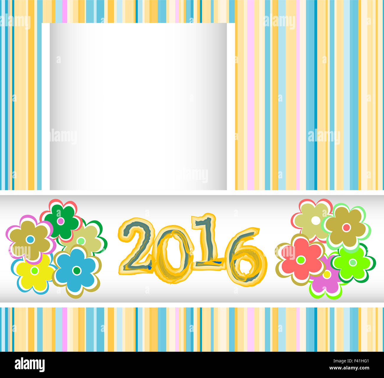 Anno Nuovo 2016 card con fiori set, vacanze di Natale carta di invito Foto Stock