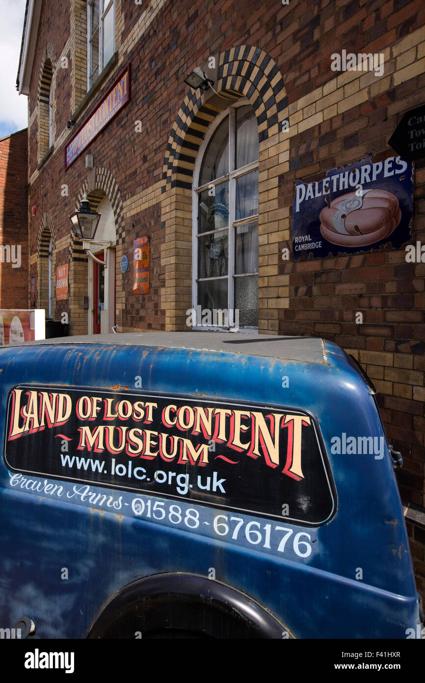 Regno Unito, Inghilterra, Shropshire, craven arms, Market Street, terra di contenuto perso museo nella vecchia sala del mercato Foto Stock