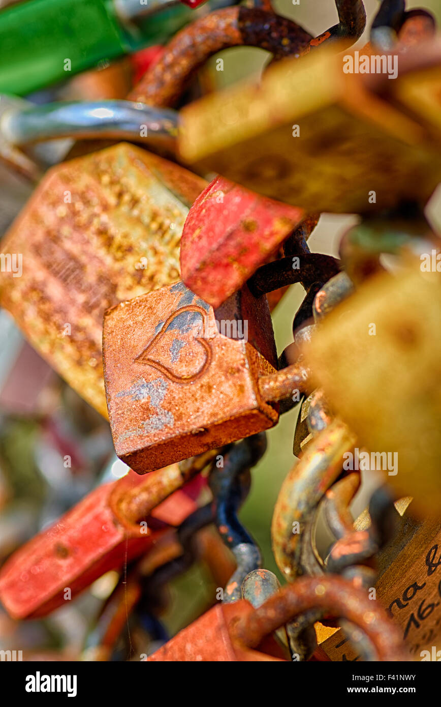 Il lucchetto con il messaggio di amore Foto Stock