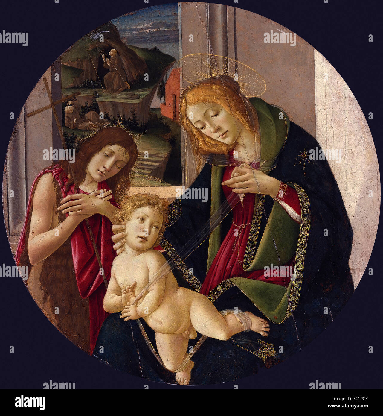 Sandro Botticelli - Madonna con Bambino e i Giovani Battista Foto Stock