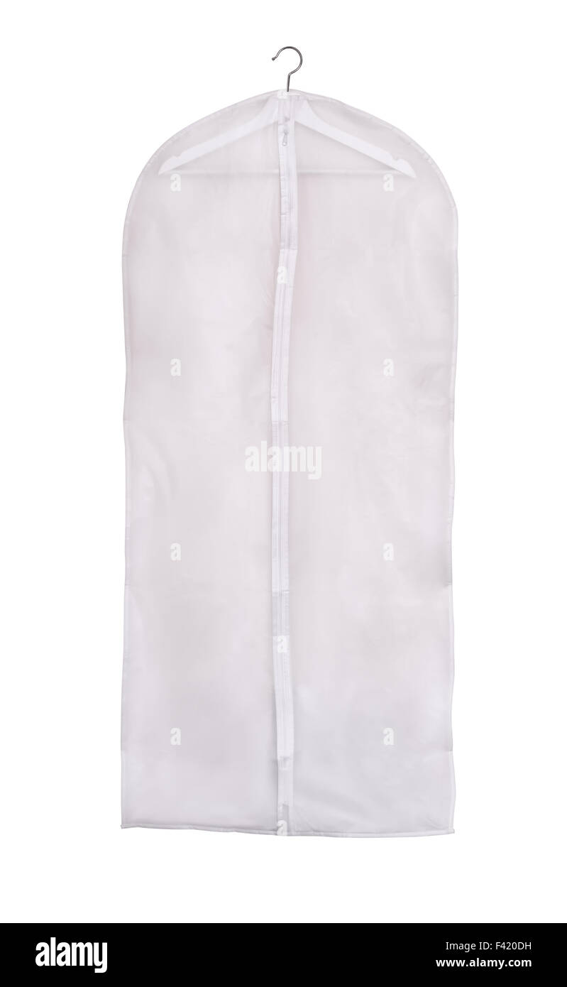 Memorizzazione vuota coperchio vestiti isolato su bianco Foto Stock