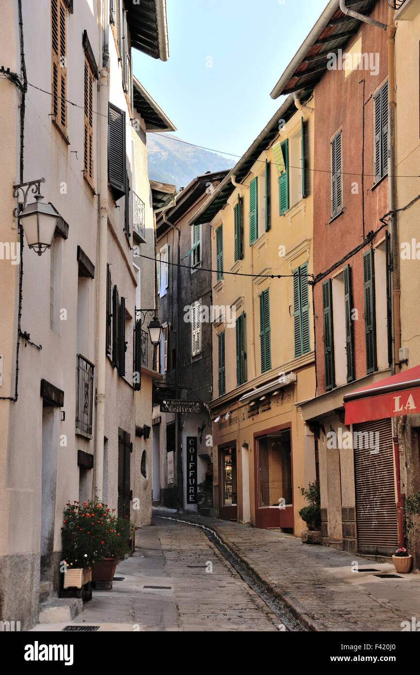 St-Martin-Vésubie, città delle Alpi Marittime, cool summer resort di montagna vicino a Costa Azzurra, sulle Alpi francesi, Francia Foto Stock