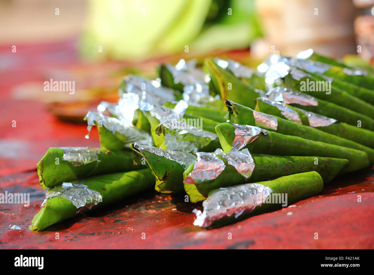 Paan, un indiano tradizionale freshner bocca Foto Stock