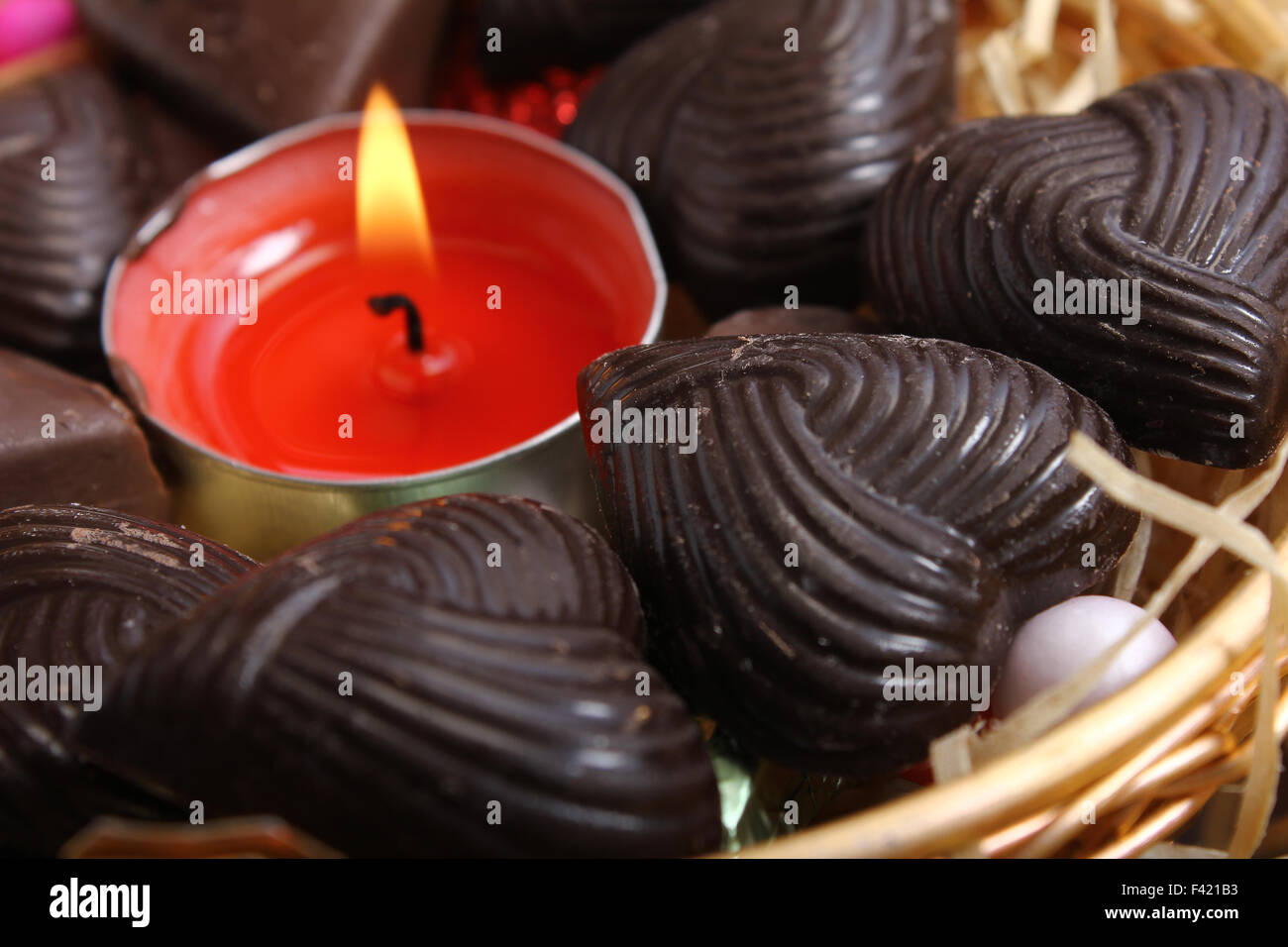 Candela intorno all cioccolatini - uno stile rétro Foto Stock