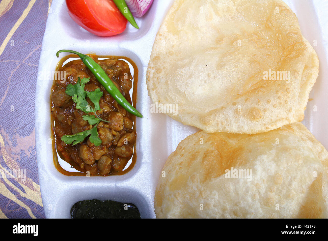 Spicy chole bhature Foto Stock