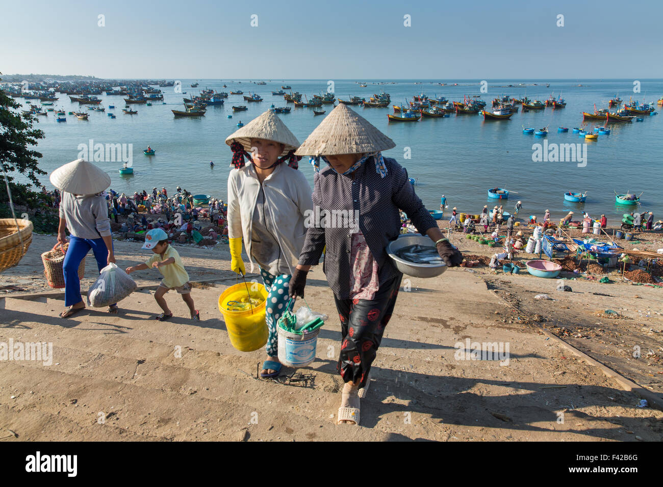 Mũi né villaggio di pescatori, Bình Thuận Provincia, Vietnam Foto Stock