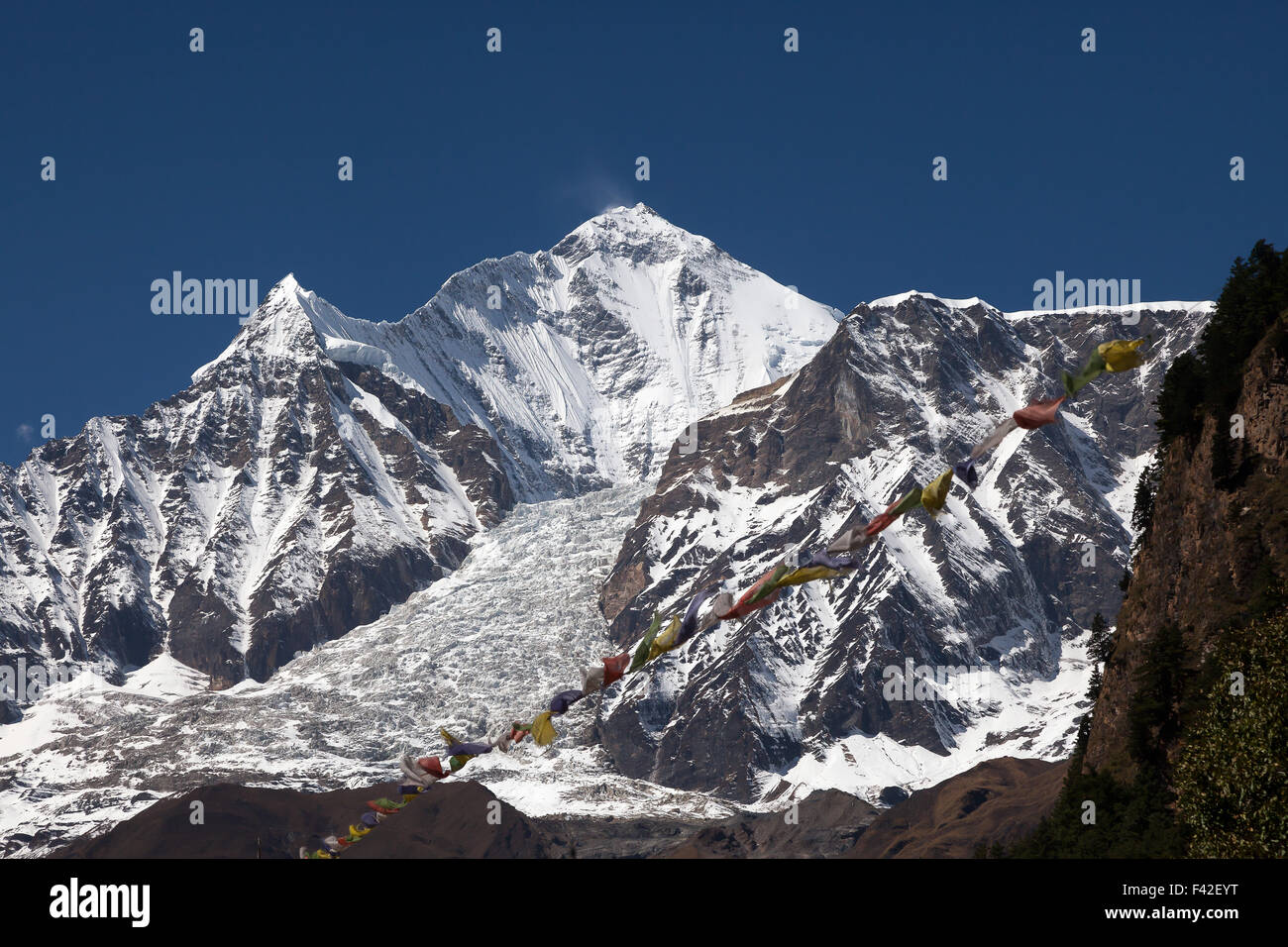 Gigantesca parete sud del Dhaulagiri I (8167 m); mondo la settima montagna più alta nella zona centrale del Nepal Himalaya. Foto Stock