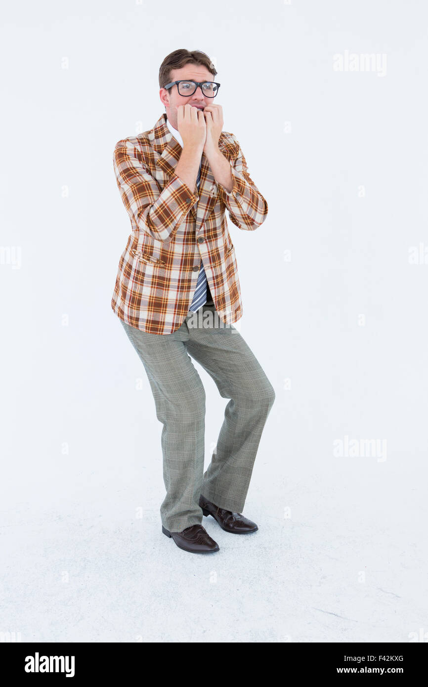 Geeky hipster cercando sistema nervoso Foto Stock