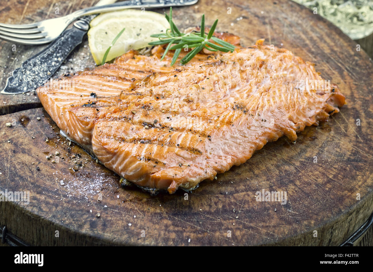 salmone alla griglia Foto Stock