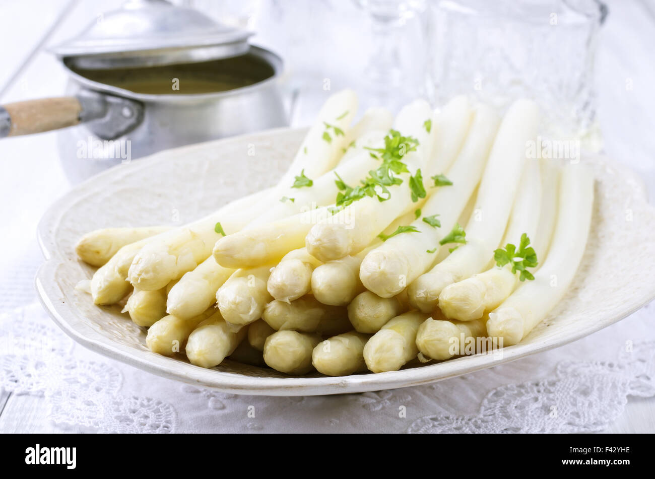 asparagi bianchi Foto Stock