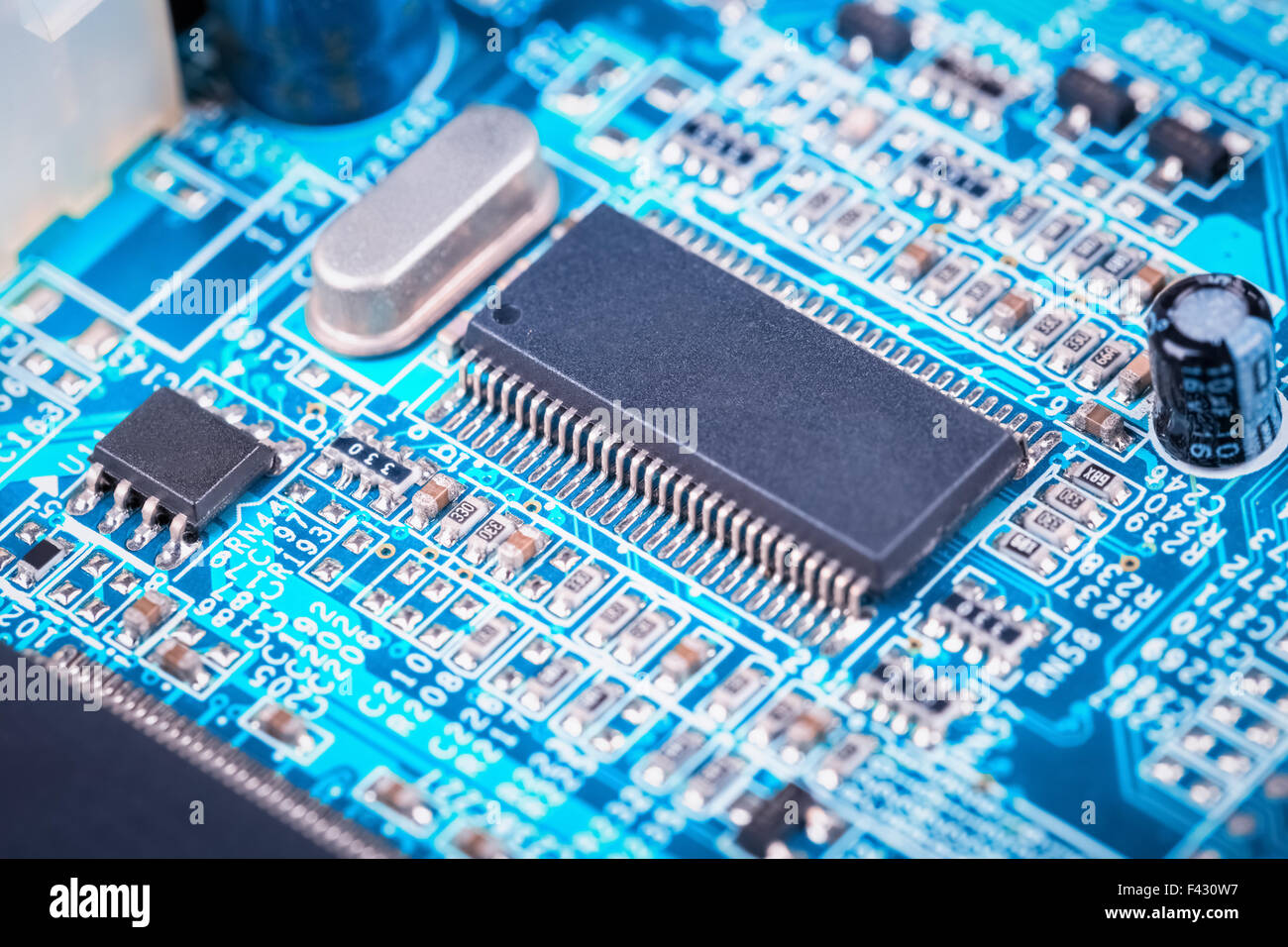 La scheda madre del computer closeup Foto Stock