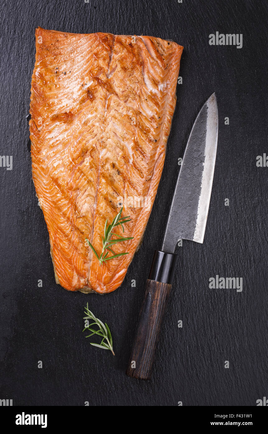 salmone alla griglia Foto Stock