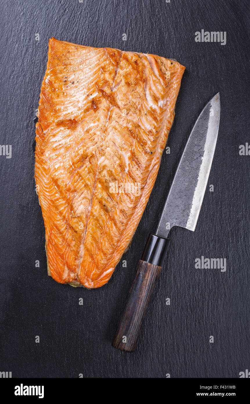 salmone alla griglia Foto Stock