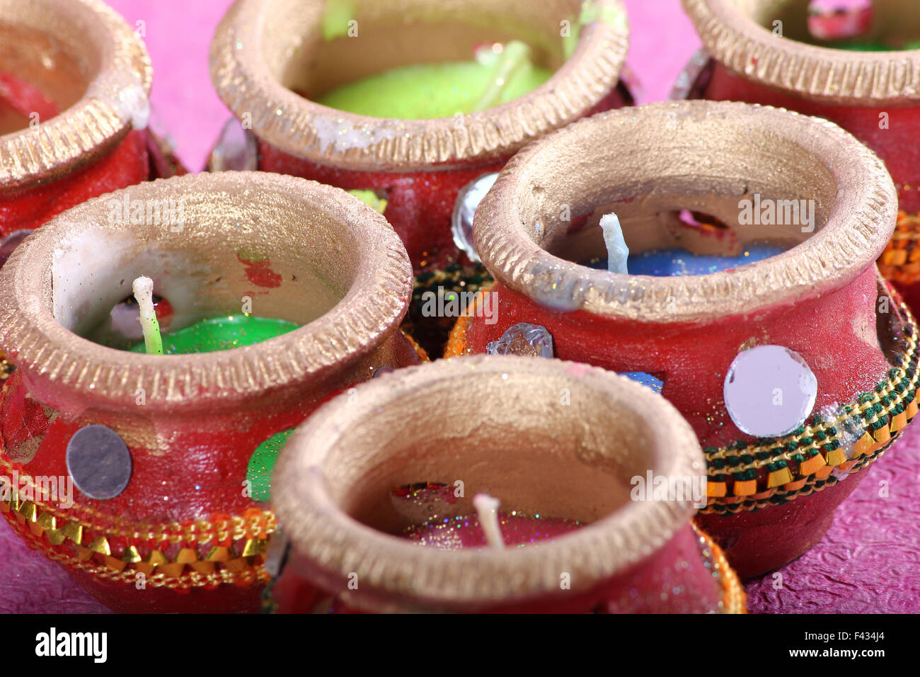 Indiano candela decorativa pot - retro Foto Stock