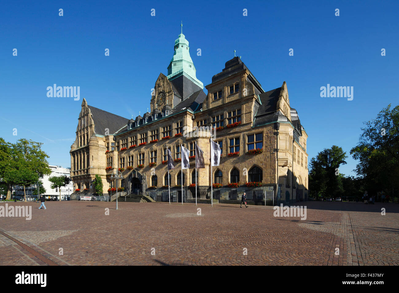 Rathausplatz mit Rathaus in Recklinghausen, Ruhrgebiet, Renania settentrionale-Vestfalia Foto Stock