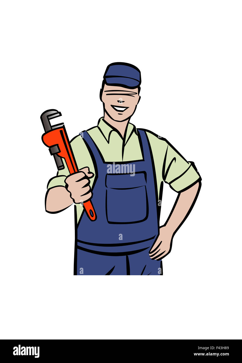 Illustrazione di plumber tenendo la chiave Foto Stock